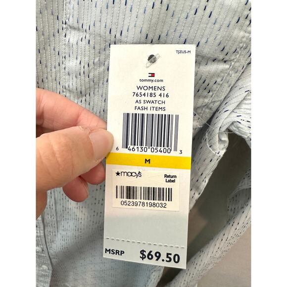 TOMMY HILFIGER White Button Down Shirt Stripe Back Detail Long Sleeve | Medium - Picture 7 of 8